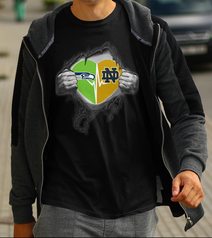 Seahawks Notre Dame Heart Logo Combo T-Shirt