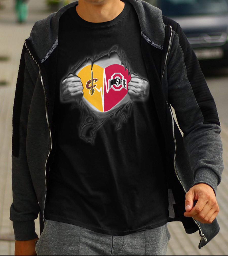Cleveland Cavaliers Ohio State Buckeyes Heart Symbol T-Shirt