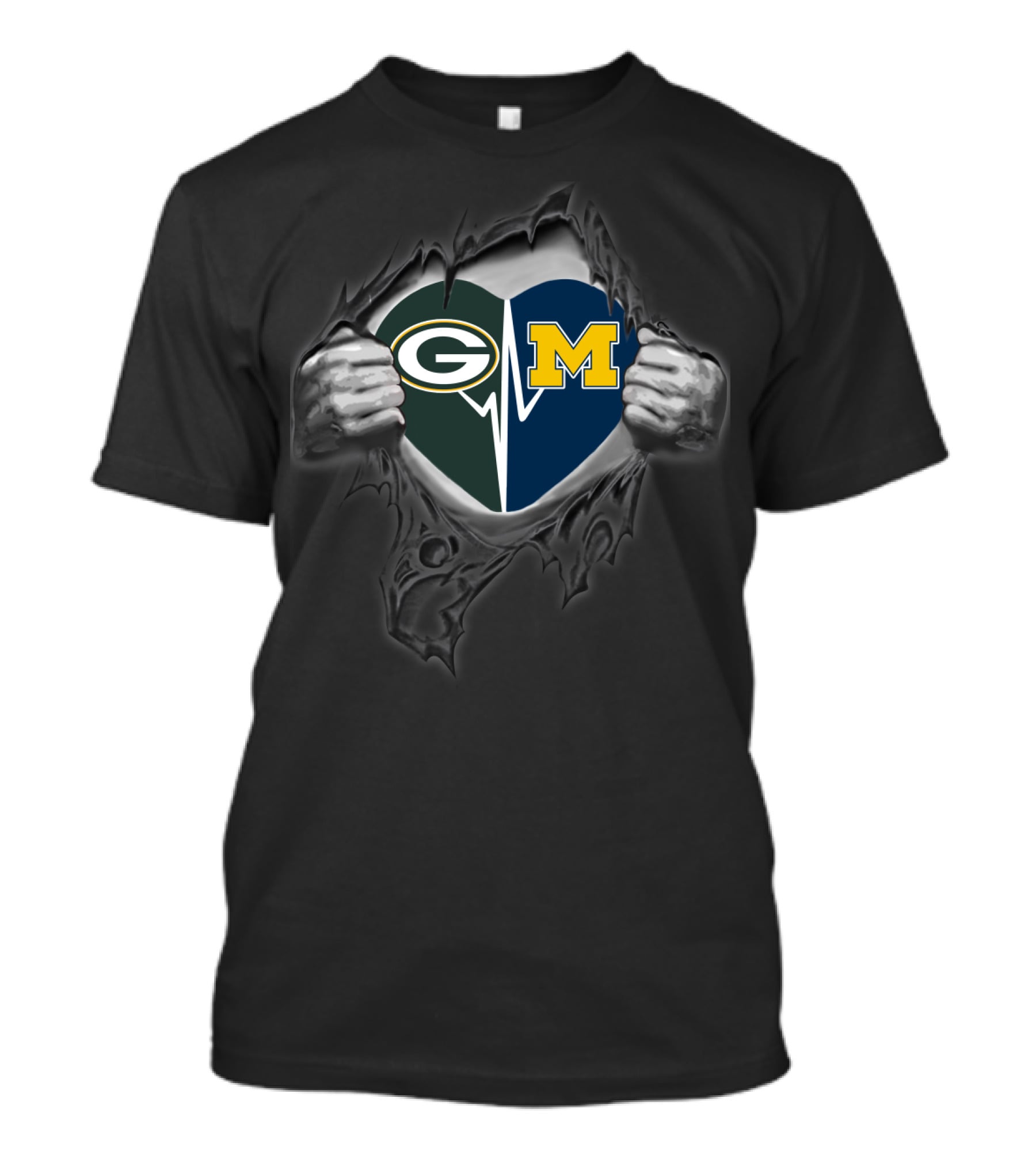 Packers Michigan Wolverines Logo Heart T-Shirt