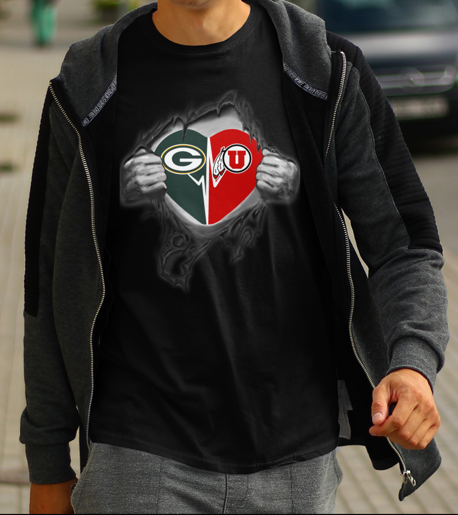 Packers Green Bay Heart Utah Utes Passion T-Shirt