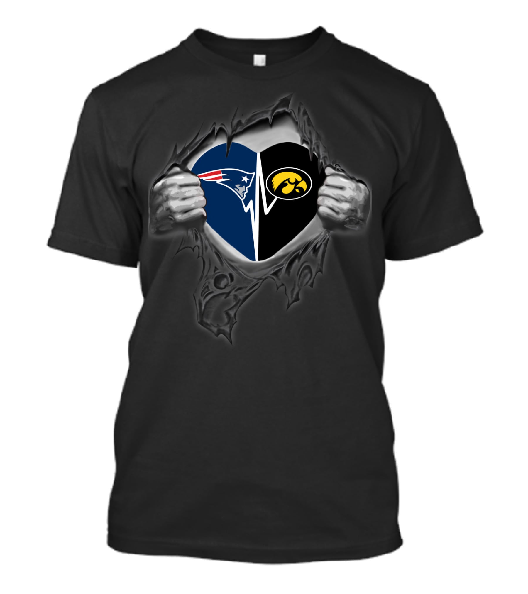 Patriots Iowa Hawkeyes Heart Split T-Shirt