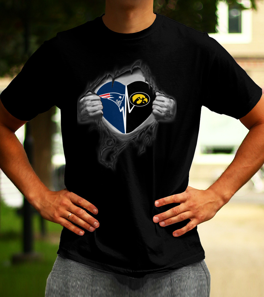 Patriots Iowa Hawkeyes Heart Split T-Shirt