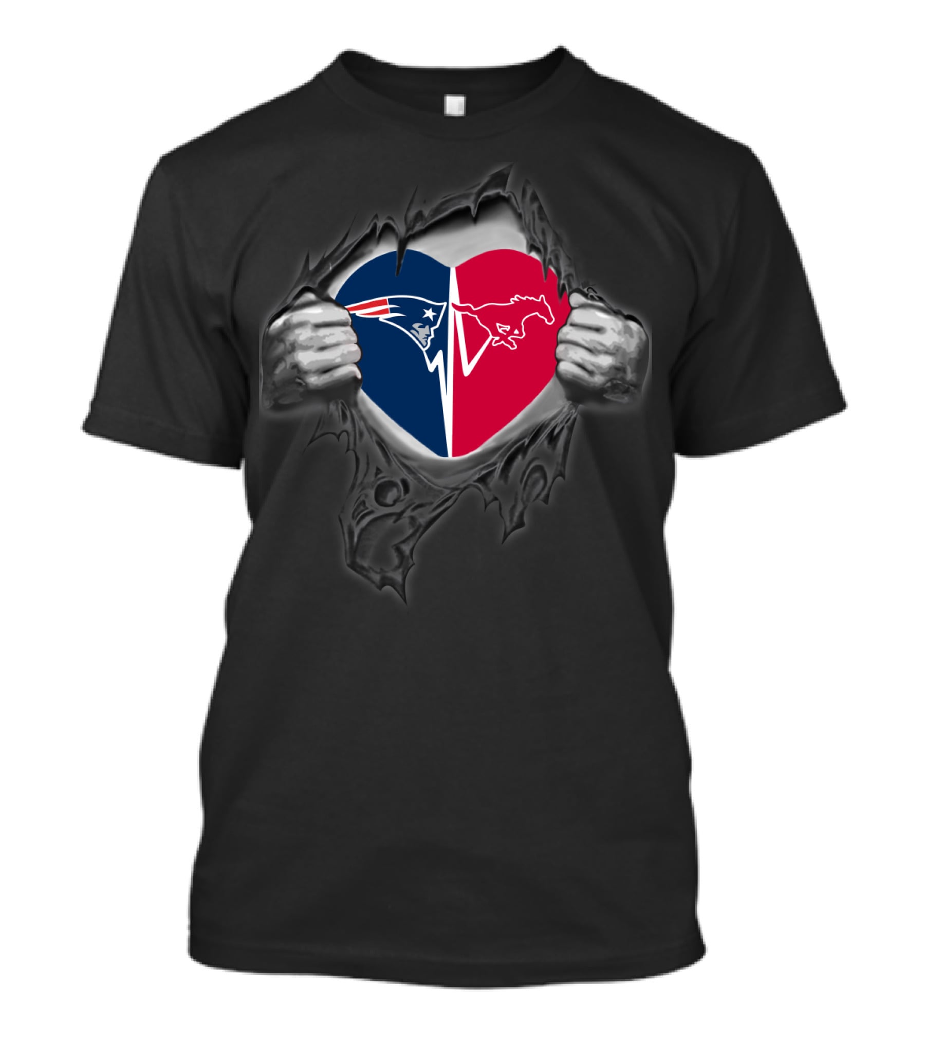 Patriots New England Football Smu Mustangs Heart T-Shirt