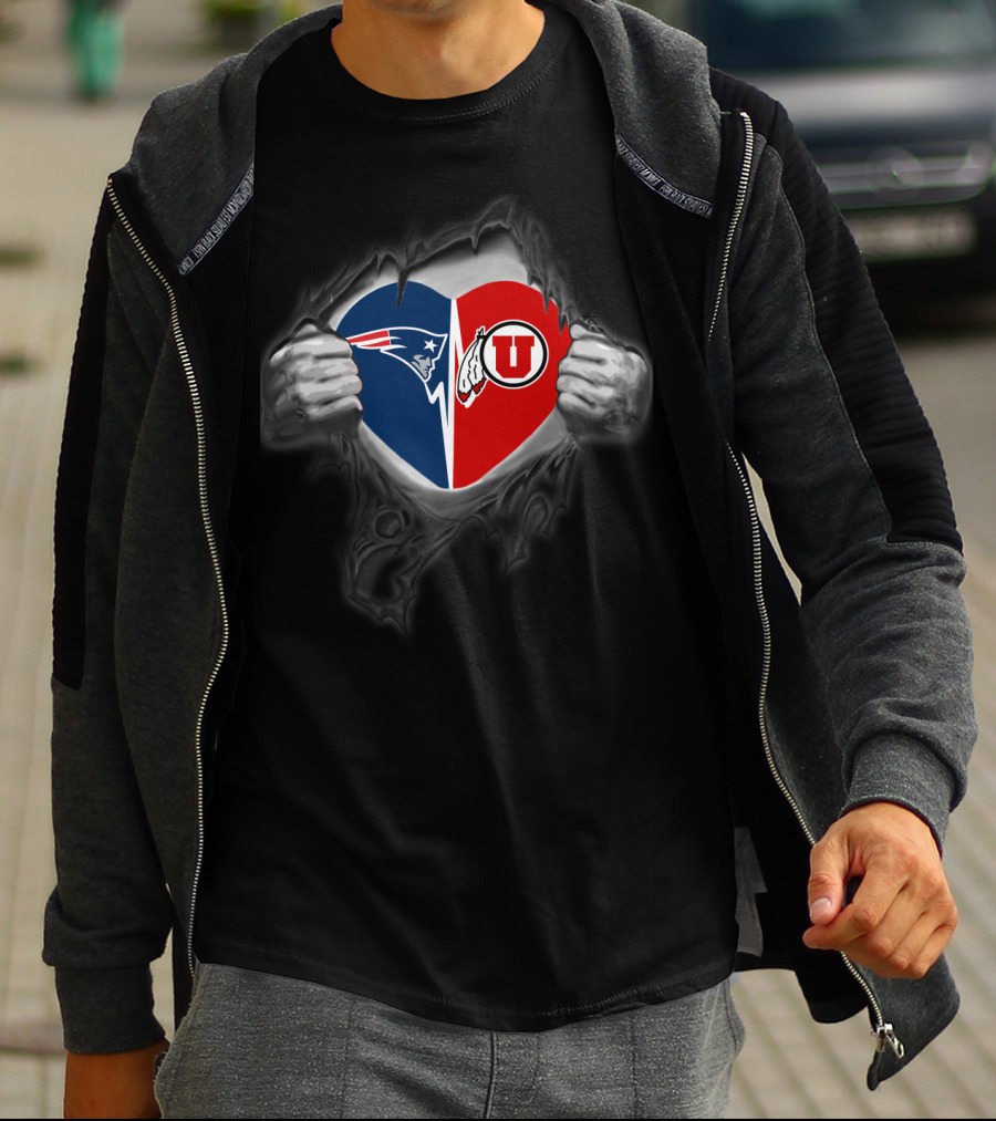 New England Patriots Heart Utah Utes Fans T-Shirt