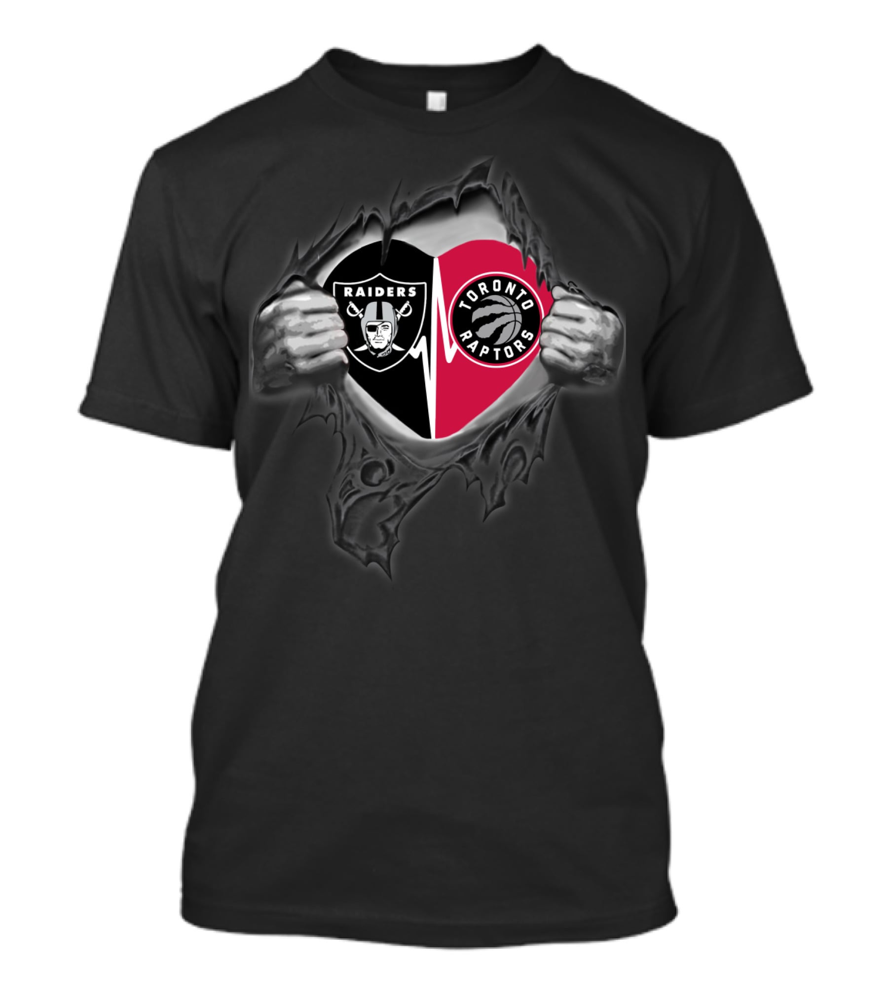 Raiders Toronto Raptors Combo Fan Tearing T-Shirt