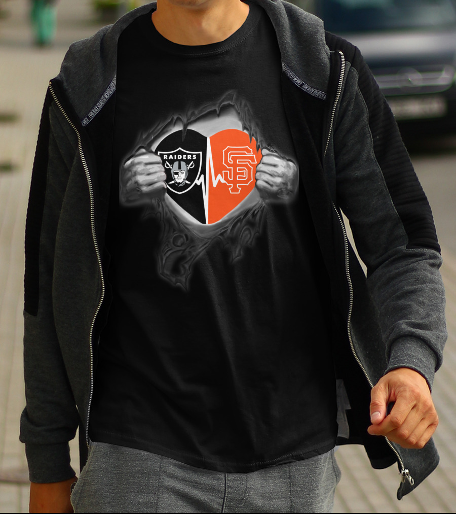 Raiders San Francisco Giants Heartbeat Fusion T-Shirt