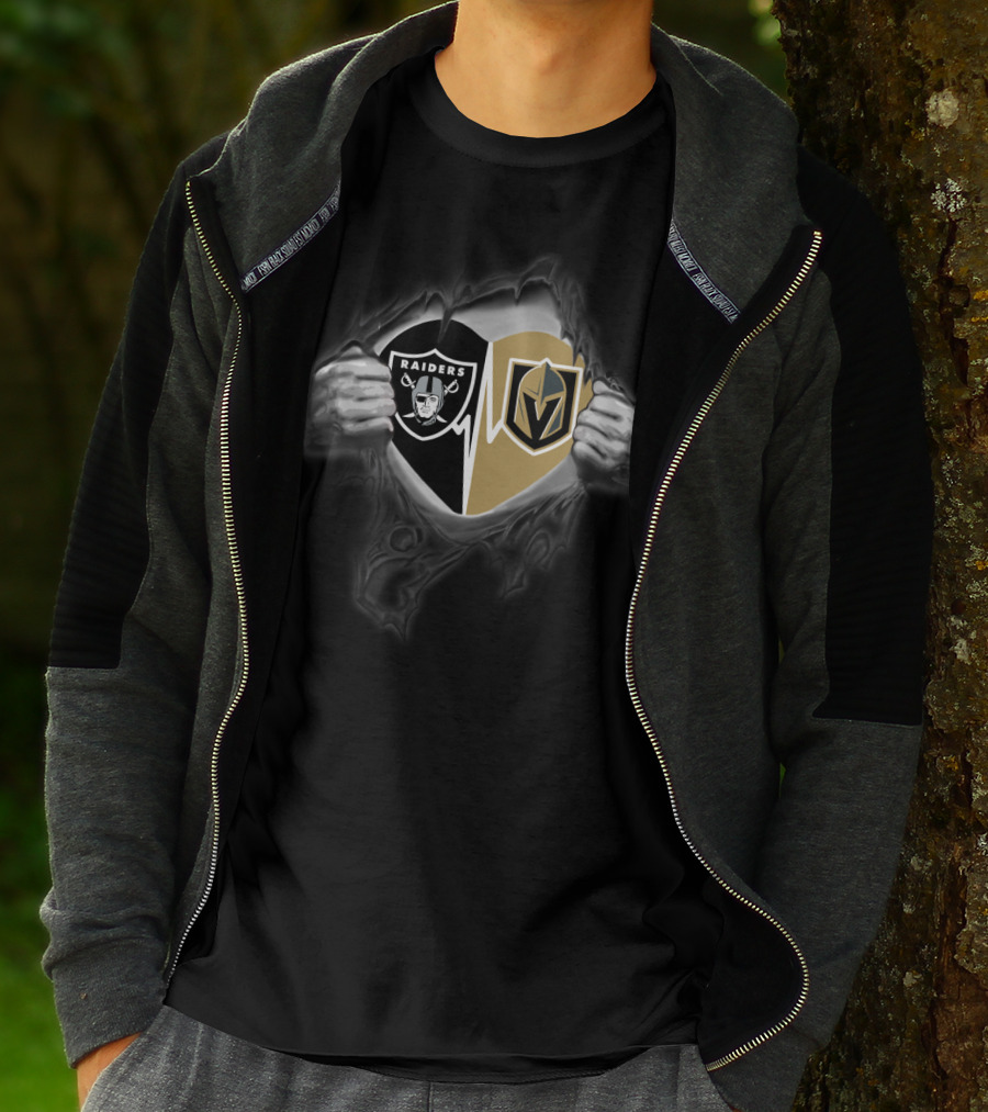 Raiders Vegas Golden Knights Heartbeat Fusion T-Shirt