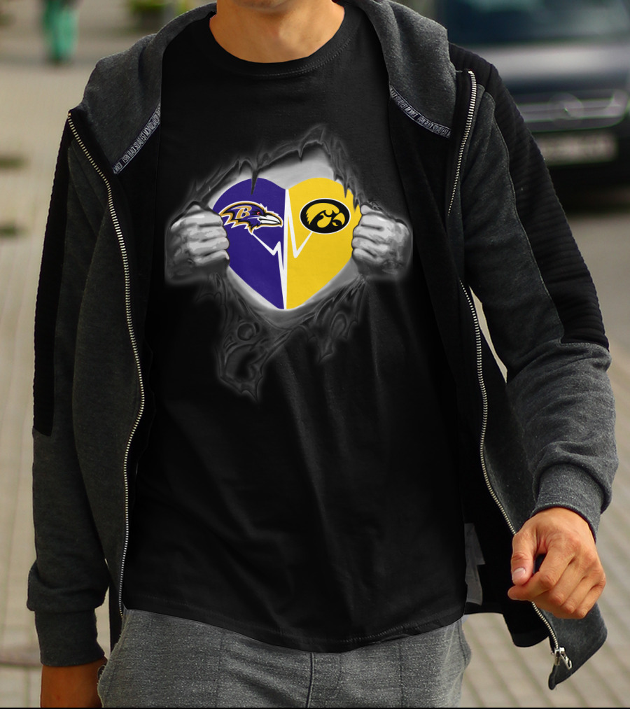 Baltimore Ravens Iowa Hawkeyes Heart T-Shirt
