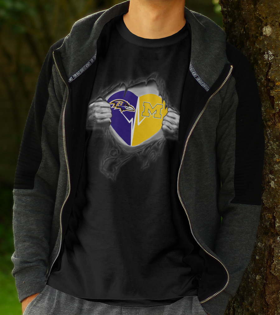 Ravens Heart Michigan Wolverines T-Shirt