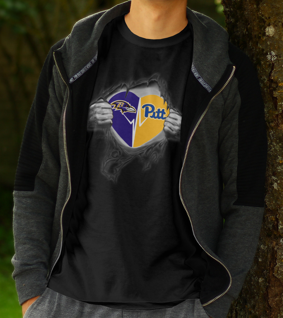 Ravens Heart Pittsburgh Panthers Pitt Split T-Shirt