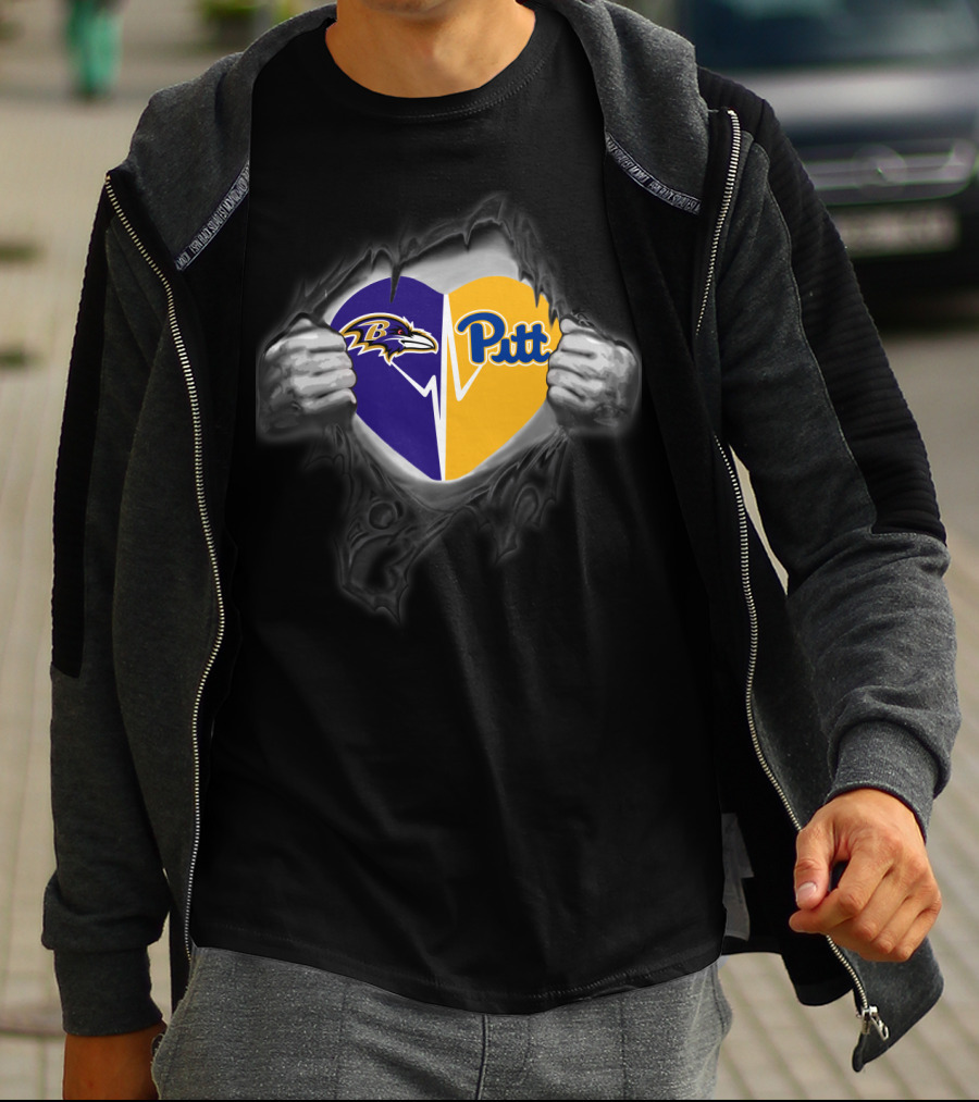 Ravens Heart Pittsburgh Panthers Pitt Split T-Shirt