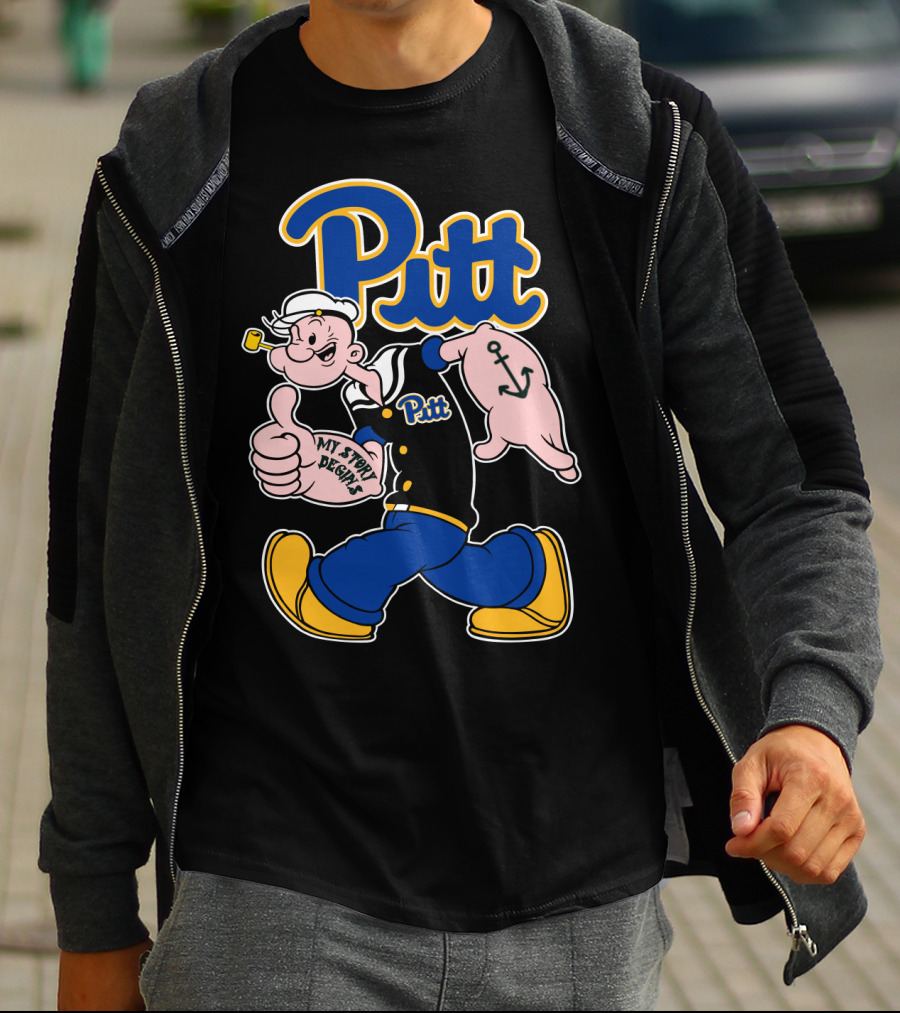 Pitt Panthers Sailor Character Thumbs Up Anchor Tattoo T-Shirt