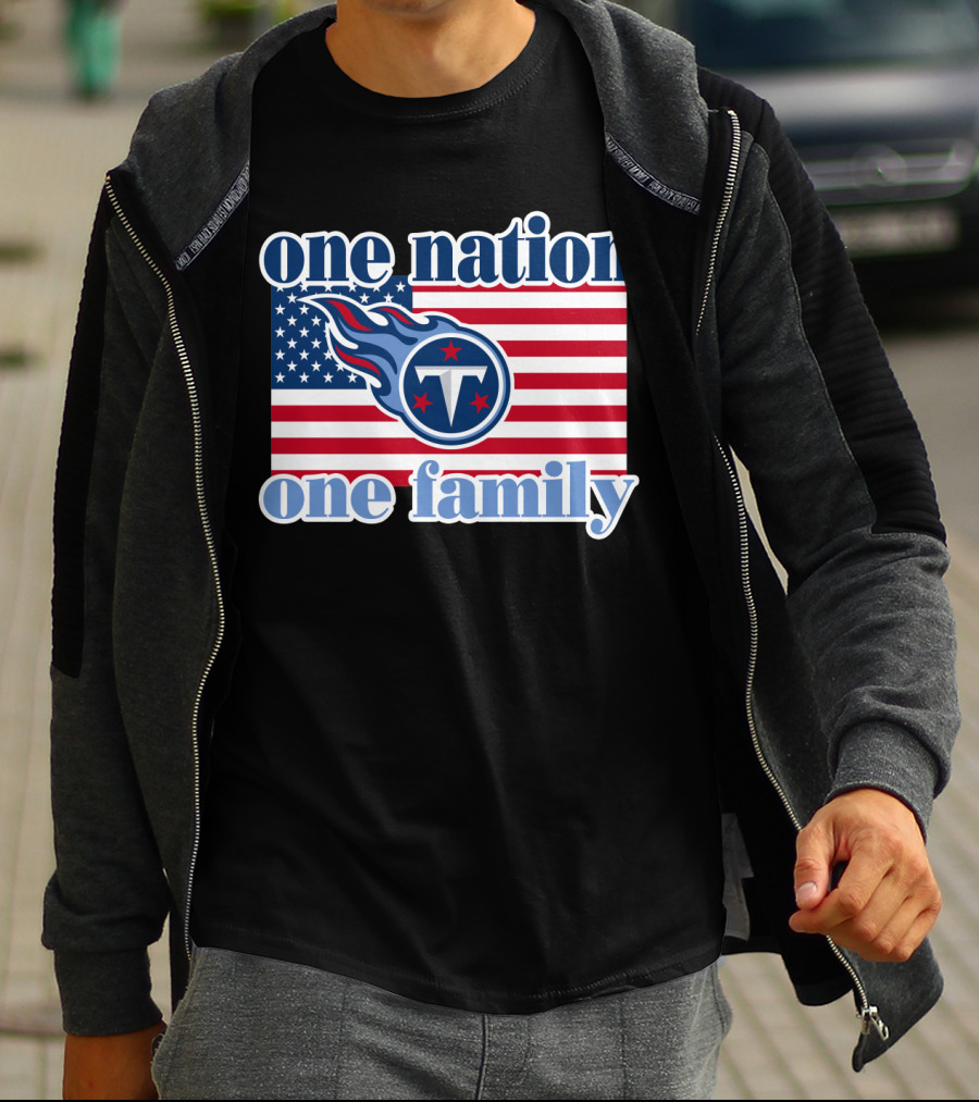 One Nation One Family Tennessee Titans American Flag T-Shirt