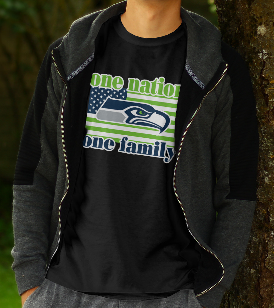 One Nation One Family Seattle Seahawks Flag T-Shirt