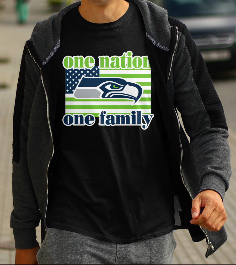 One Nation One Family Seattle Seahawks Flag T-Shirt