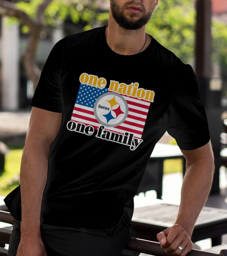 One Nation One Family Steelers American Flag T-Shirt