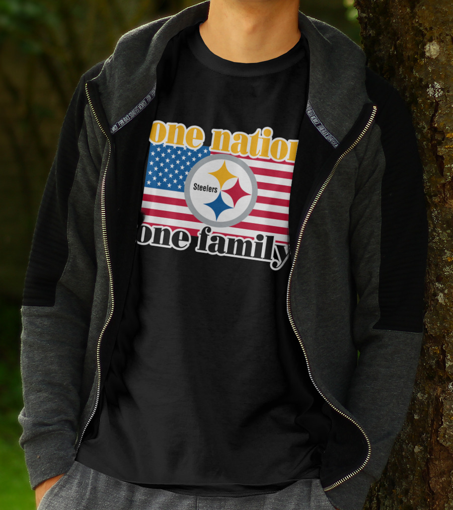 One Nation One Family Steelers American Flag T-Shirt