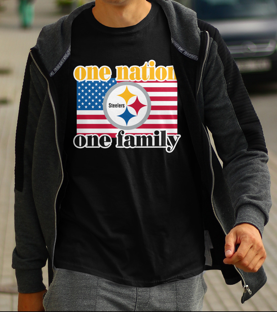 One Nation One Family Steelers American Flag T-Shirt