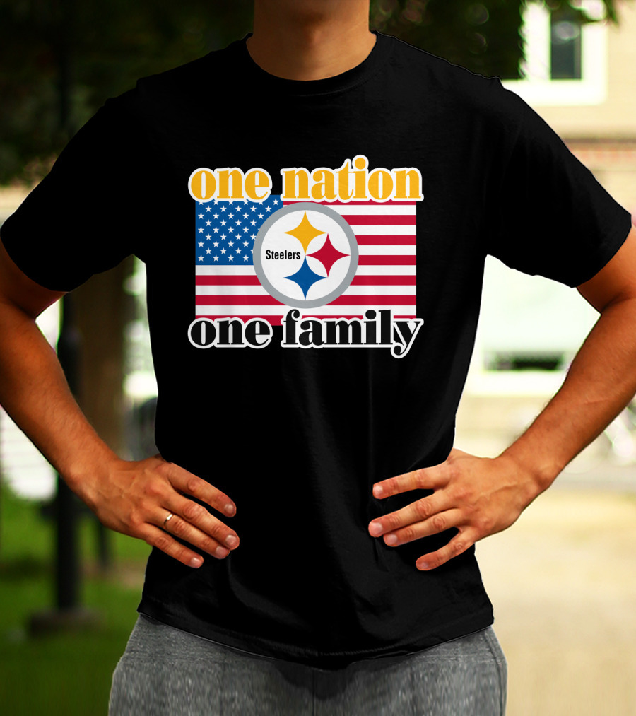 One Nation One Family Steelers American Flag T-Shirt
