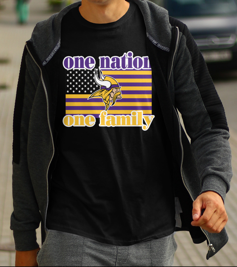 One Nation One Family Minnesota Vikings American Flag T-Shirt