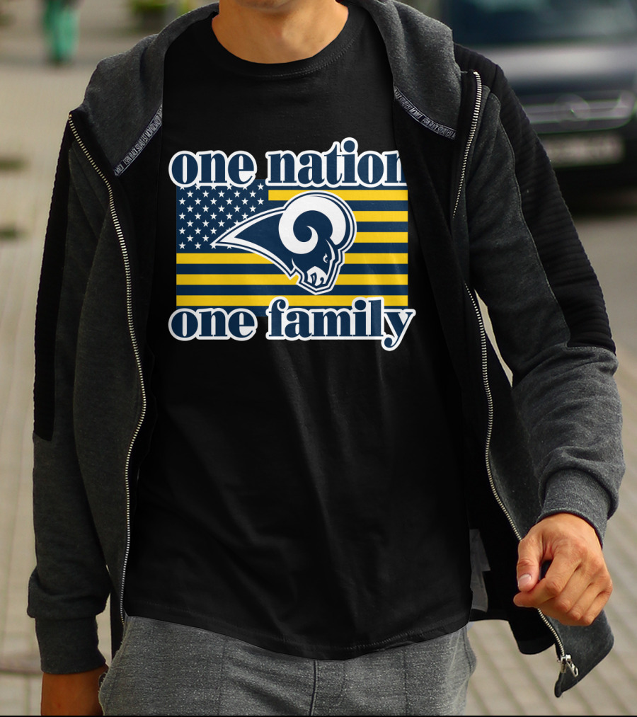 One Nation One Family Los Angeles Rams American Flag T-Shirt