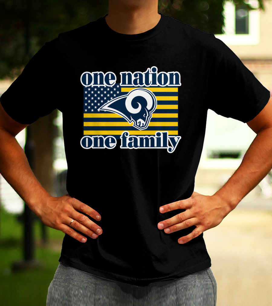 One Nation One Family Los Angeles Rams American Flag T-Shirt