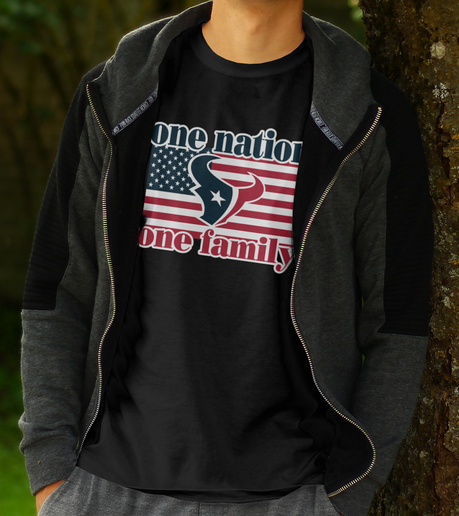 One Nation One Family Houston Texans American Flag T-Shirt