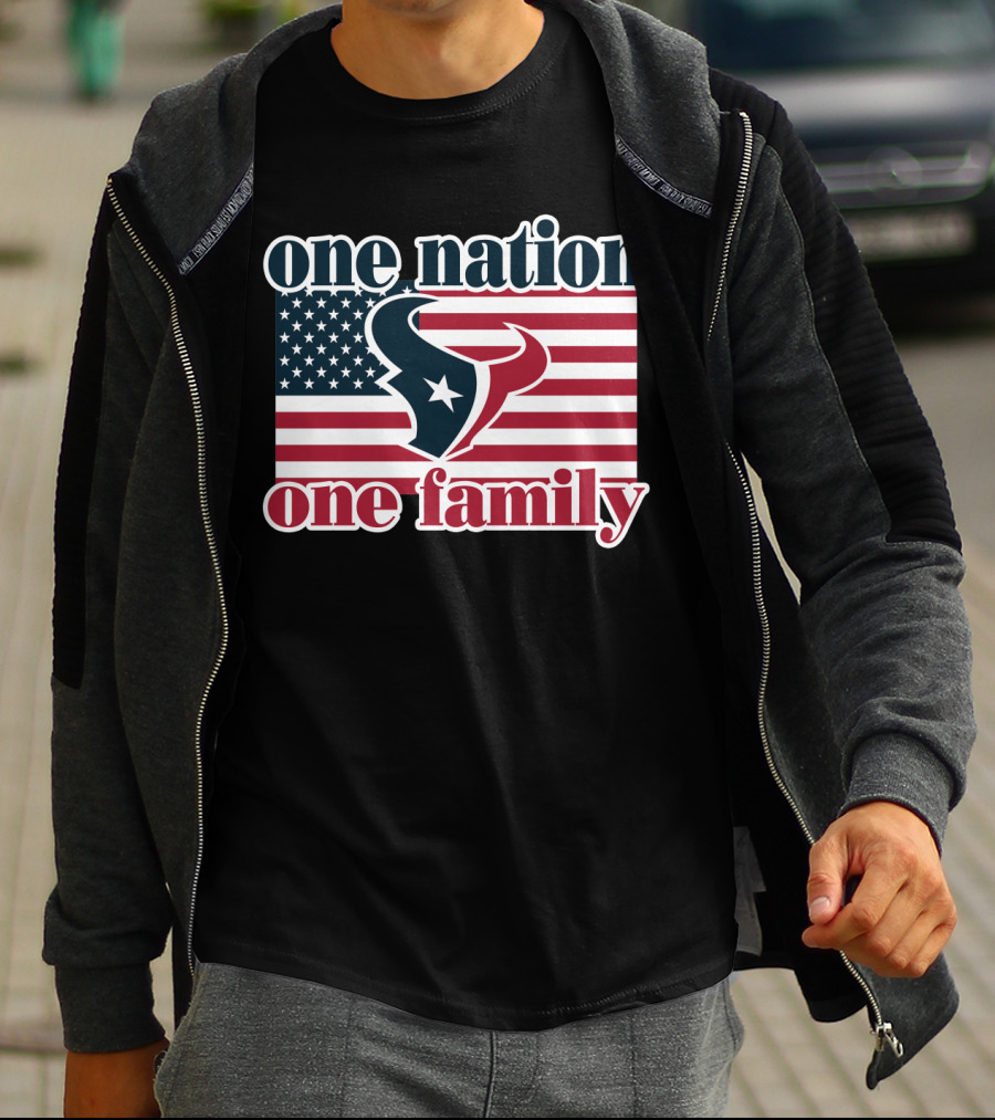 One Nation One Family Houston Texans American Flag T-Shirt