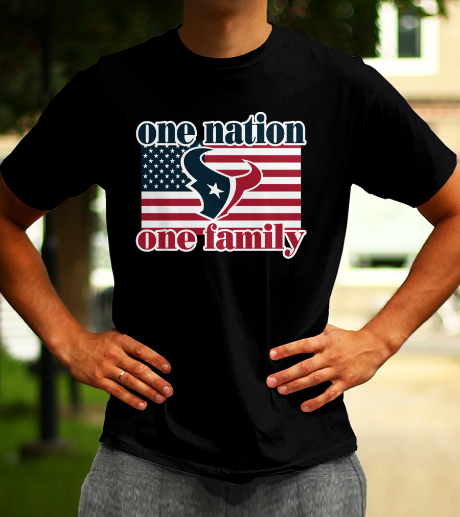 One Nation One Family Houston Texans American Flag T-Shirt