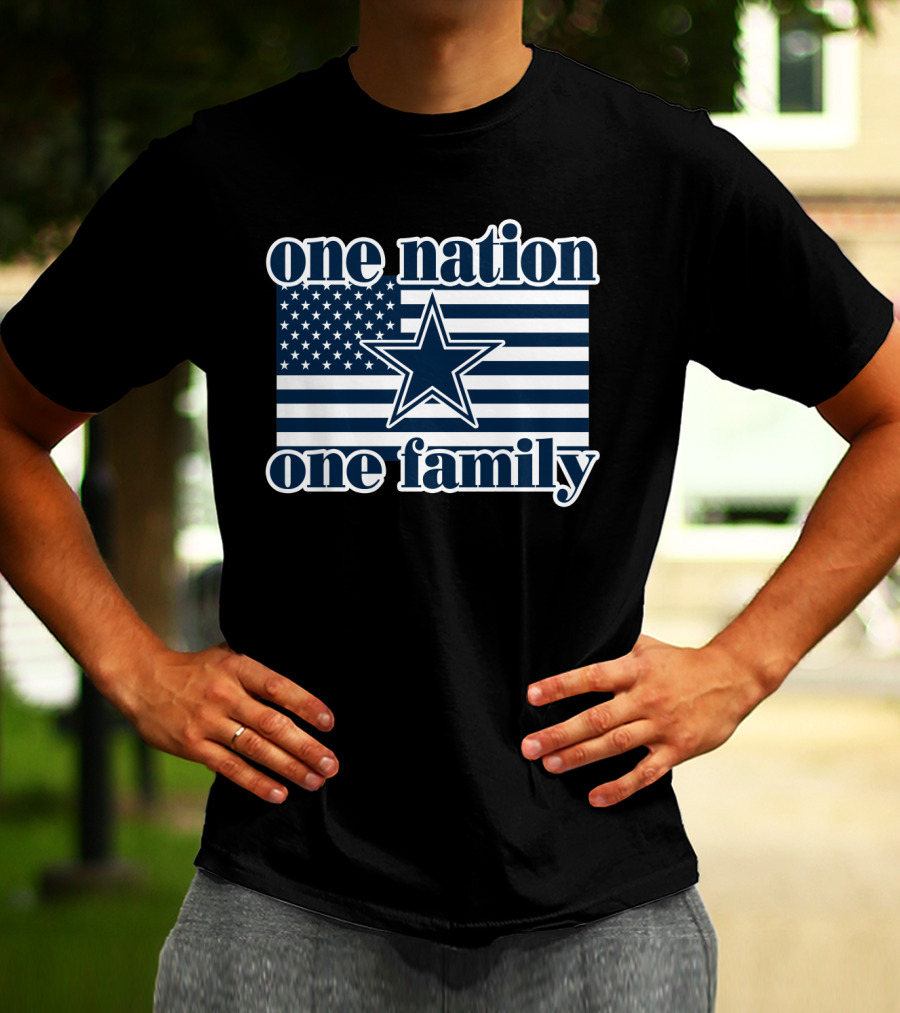 One Nation One Family Dallas Cowboys 24 American Flag Star T-Shirt