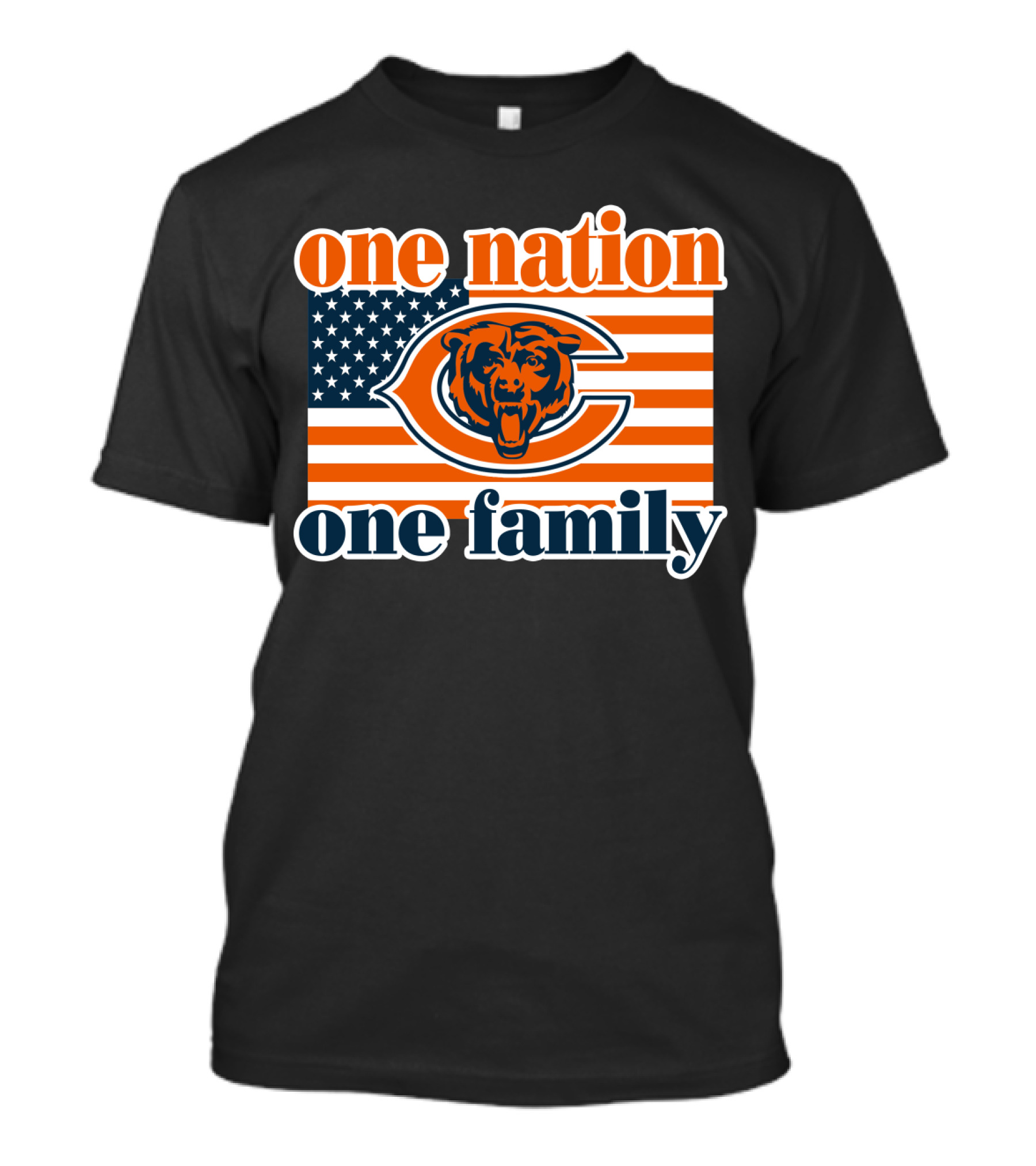 One Nation One Family Chicago Bears American Flag T-Shirt