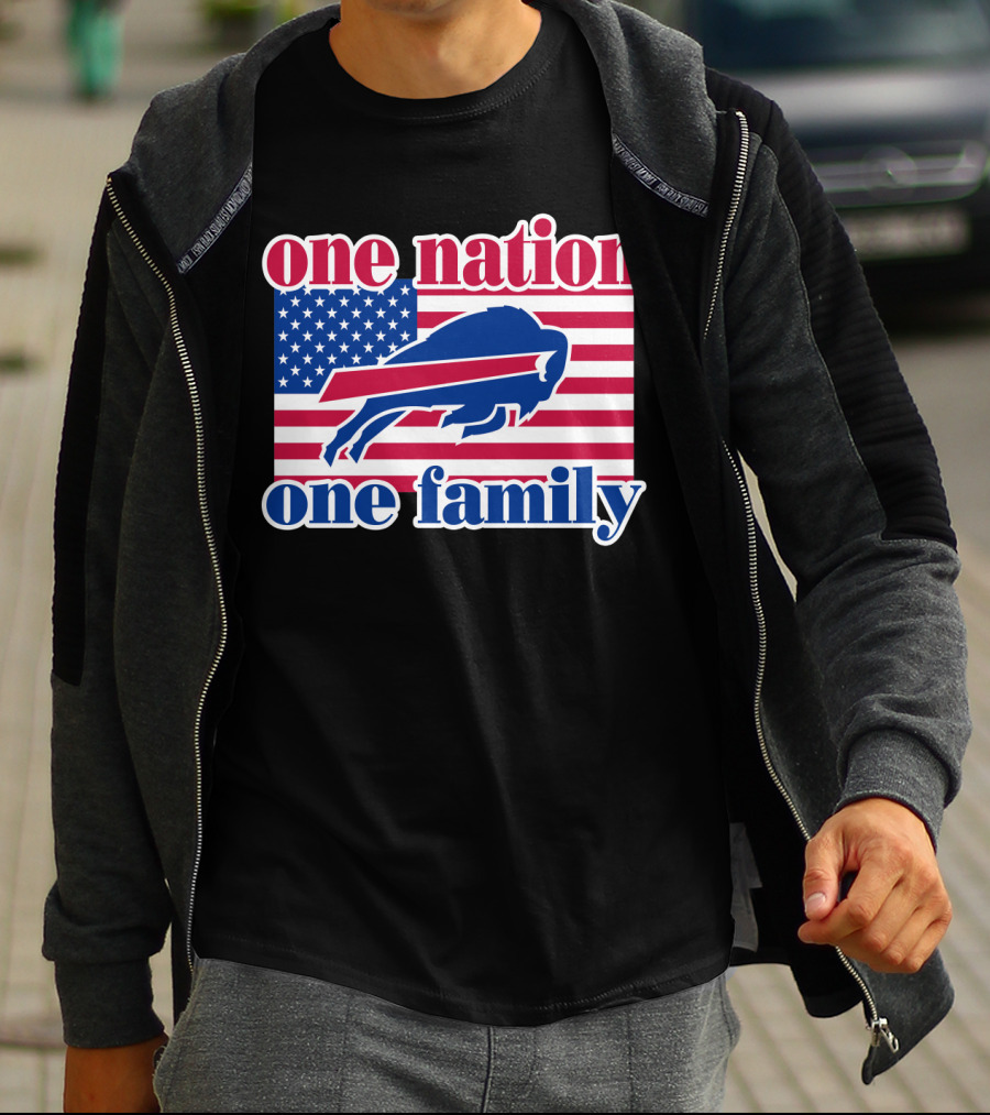 One Nation One Family Buffalo Bills Usa Flag T-Shirt