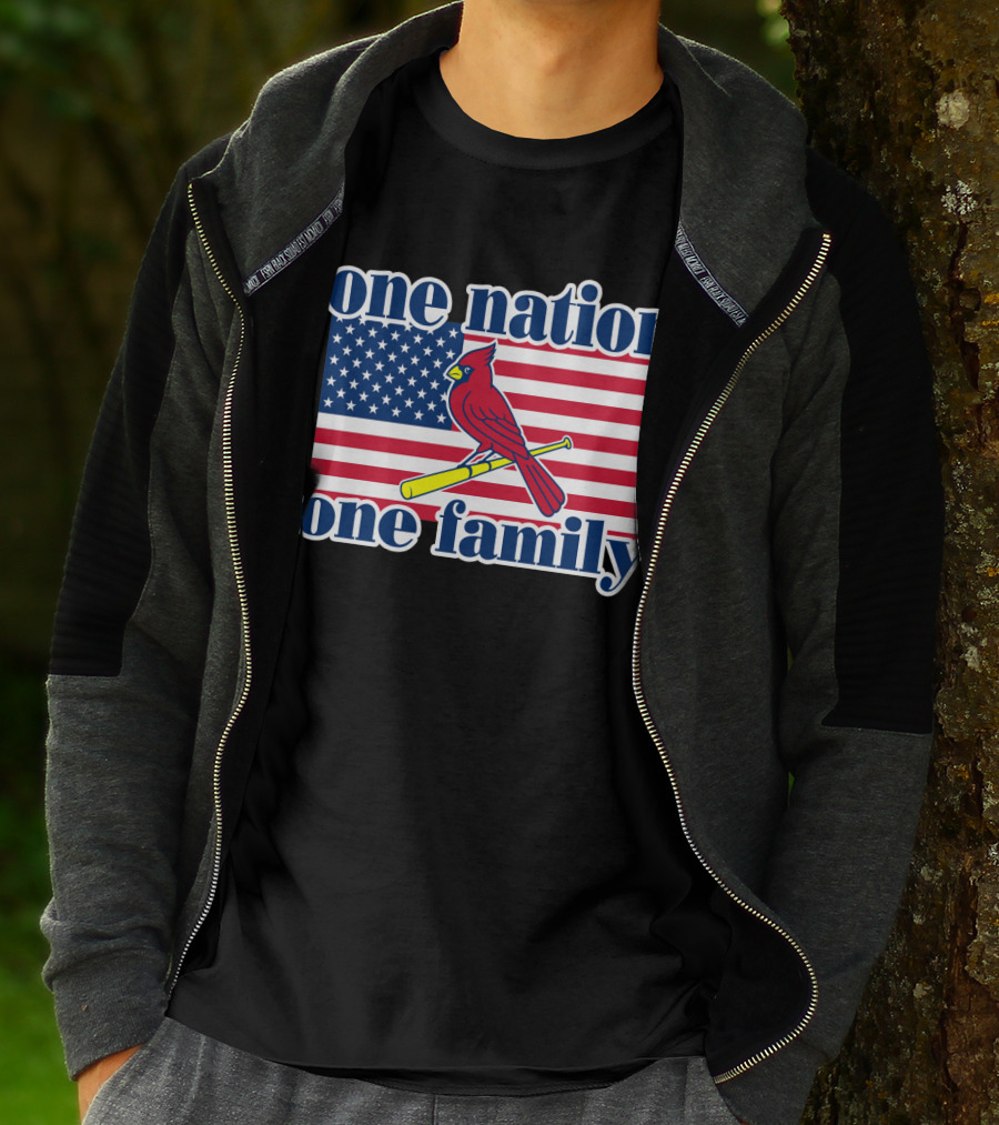 One Nation One Family St Louis Cardinals Flag T-Shirt