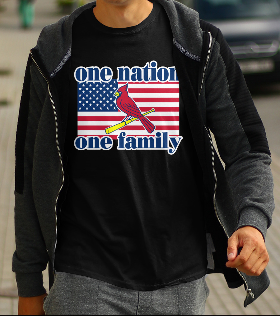 One Nation One Family St Louis Cardinals Flag T-Shirt