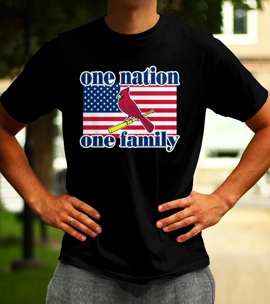 One Nation One Family St Louis Cardinals Flag T-Shirt