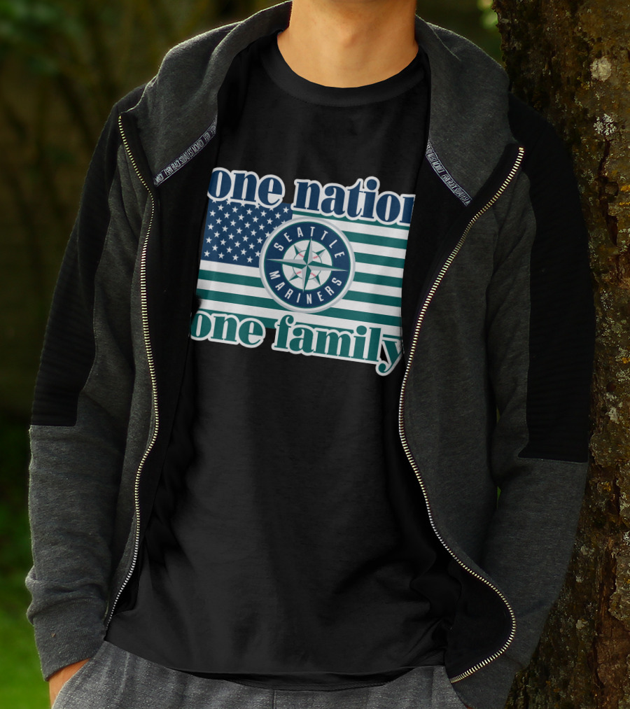 One Nation One Family Seattle Mariners Flag T-Shirt