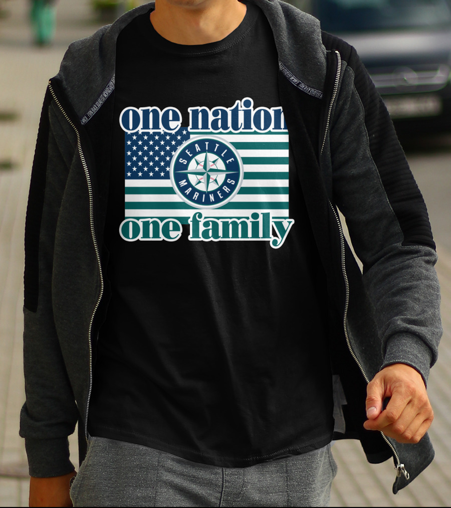 One Nation One Family Seattle Mariners Flag T-Shirt