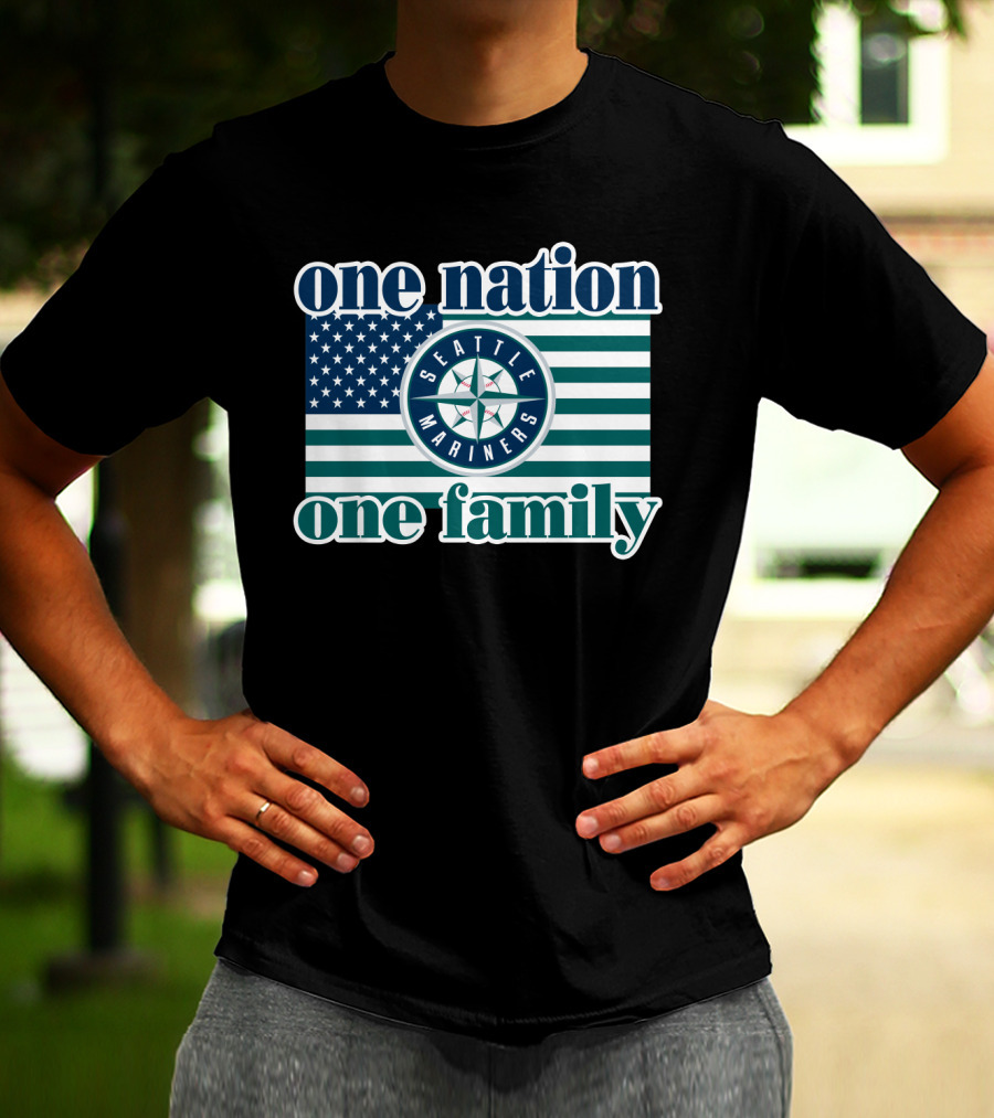 One Nation One Family Seattle Mariners Flag T-Shirt