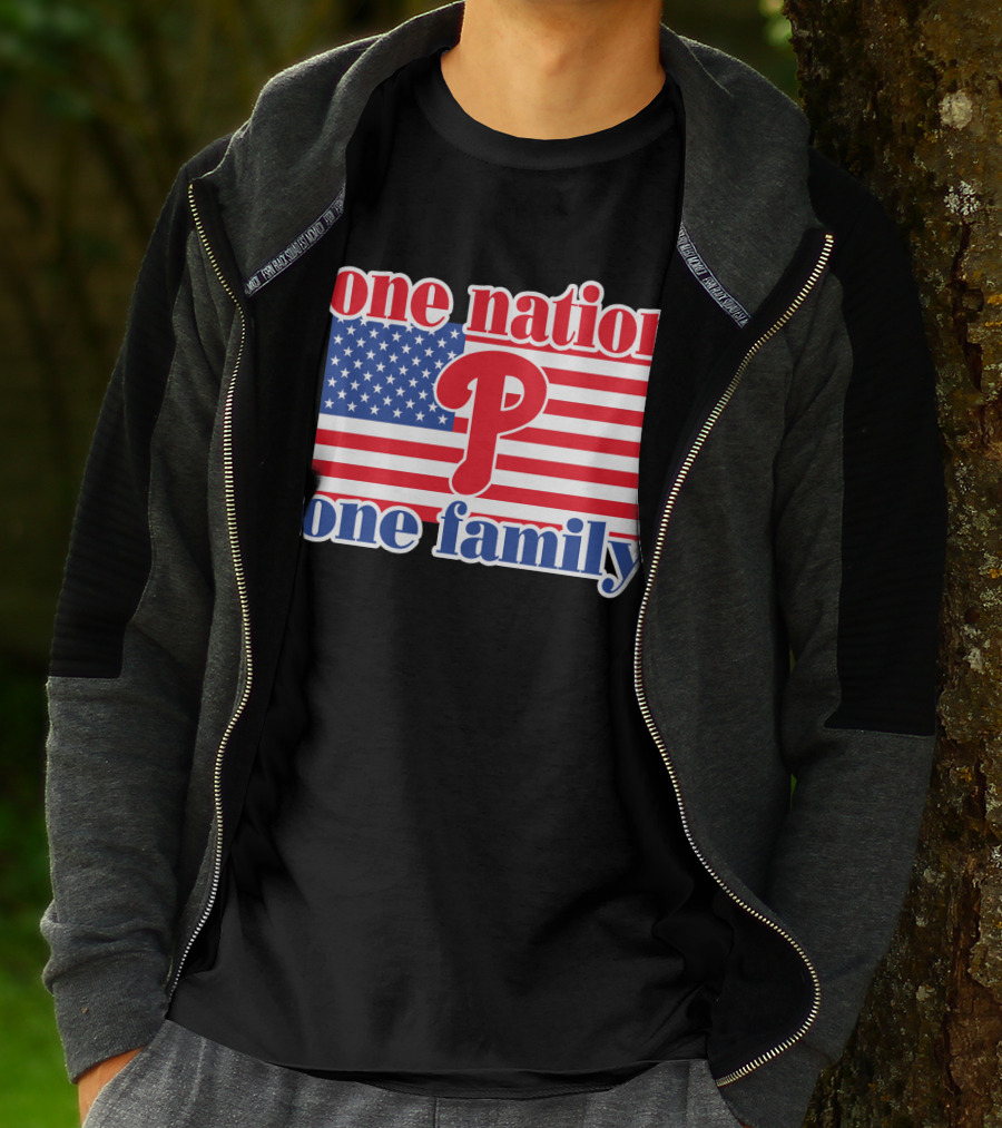 One Nation One Family Phillies American Flag T-Shirt