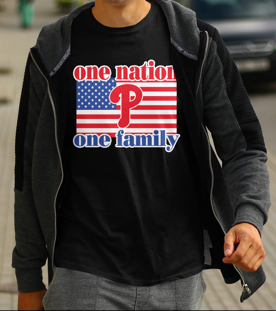 One Nation One Family Phillies American Flag T-Shirt