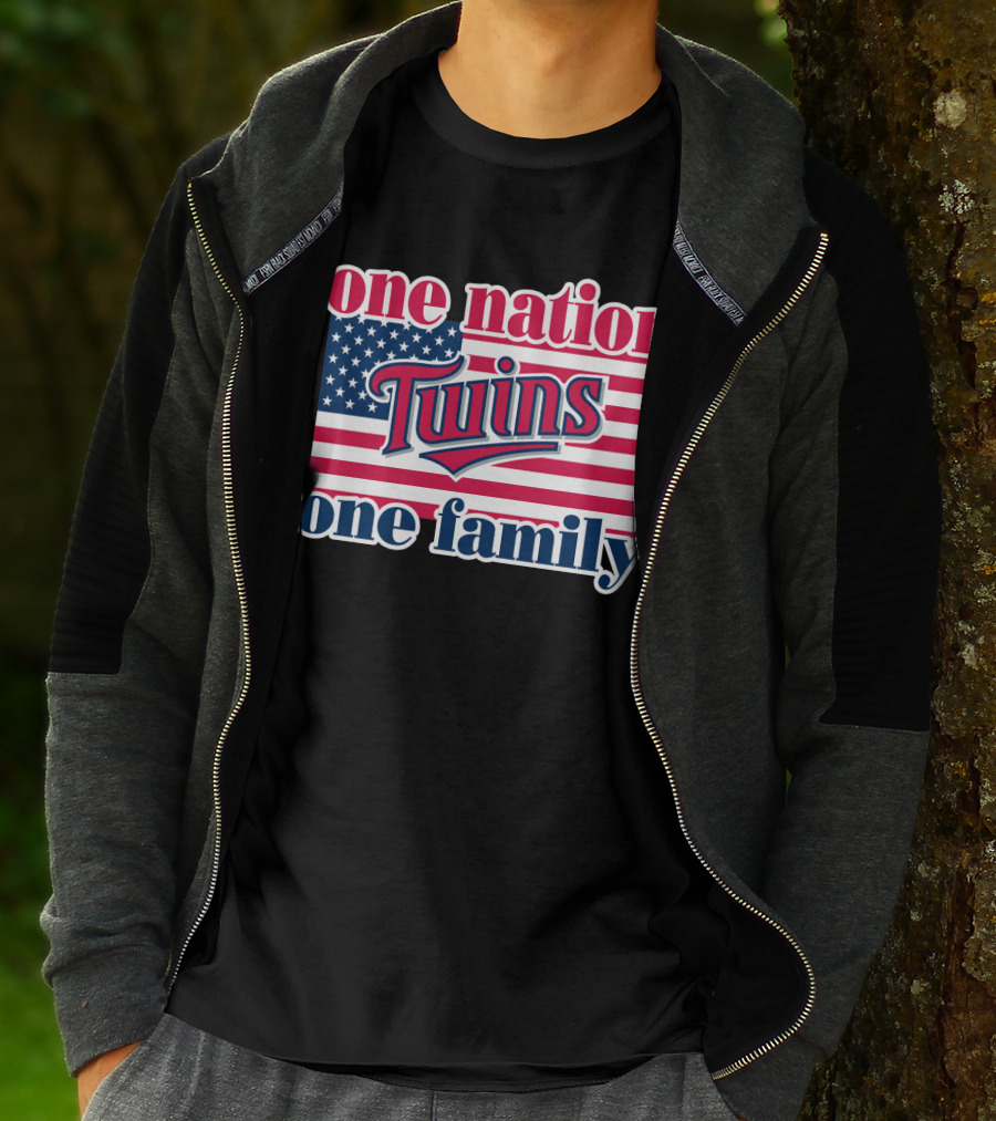 One Nation Twins One Family American Flag T-Shirt