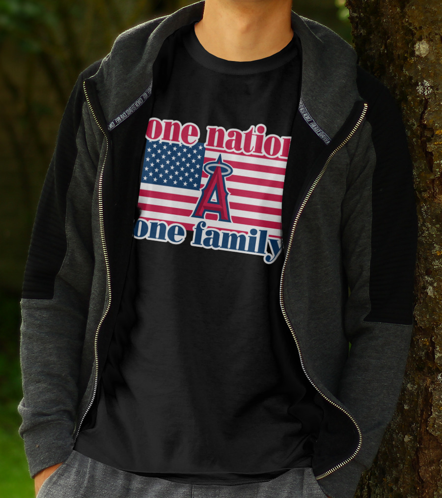 One Nation One Family Los Angeles Angels American Flag T-Shirt