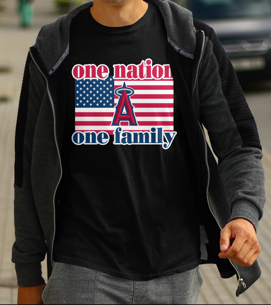 One Nation One Family Los Angeles Angels American Flag T-Shirt