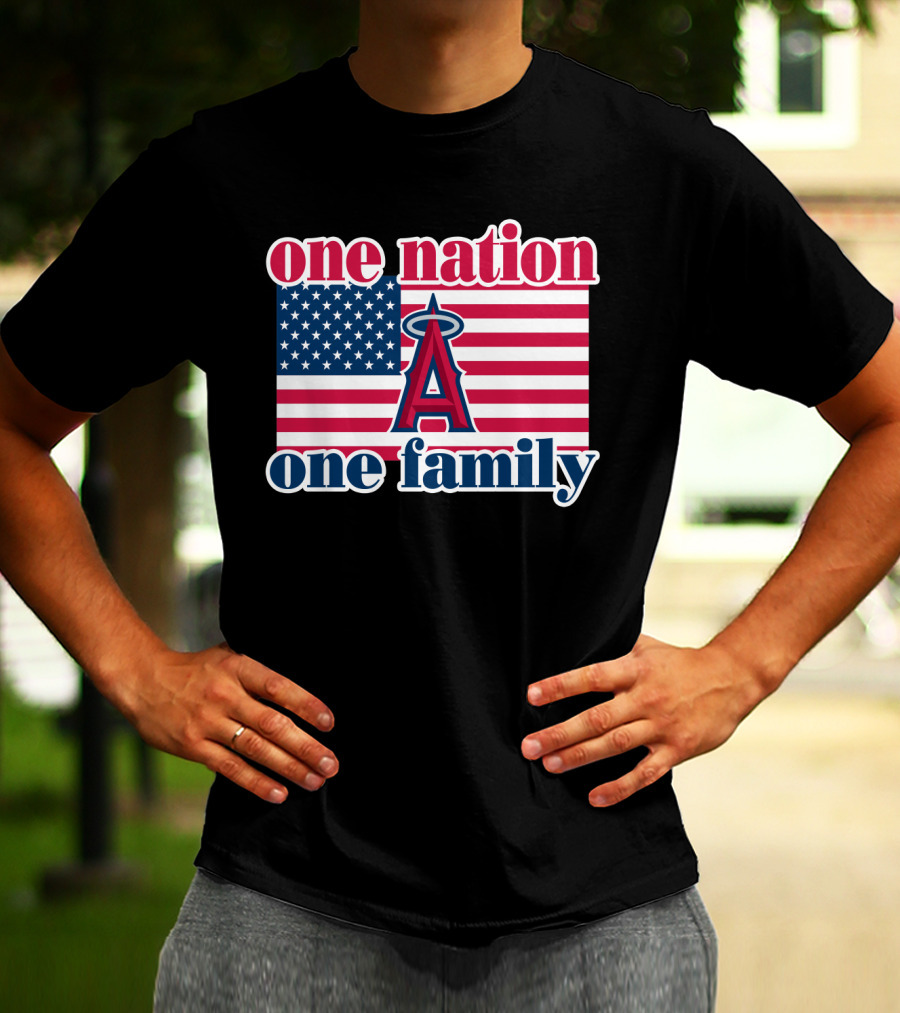 One Nation One Family Los Angeles Angels American Flag T-Shirt