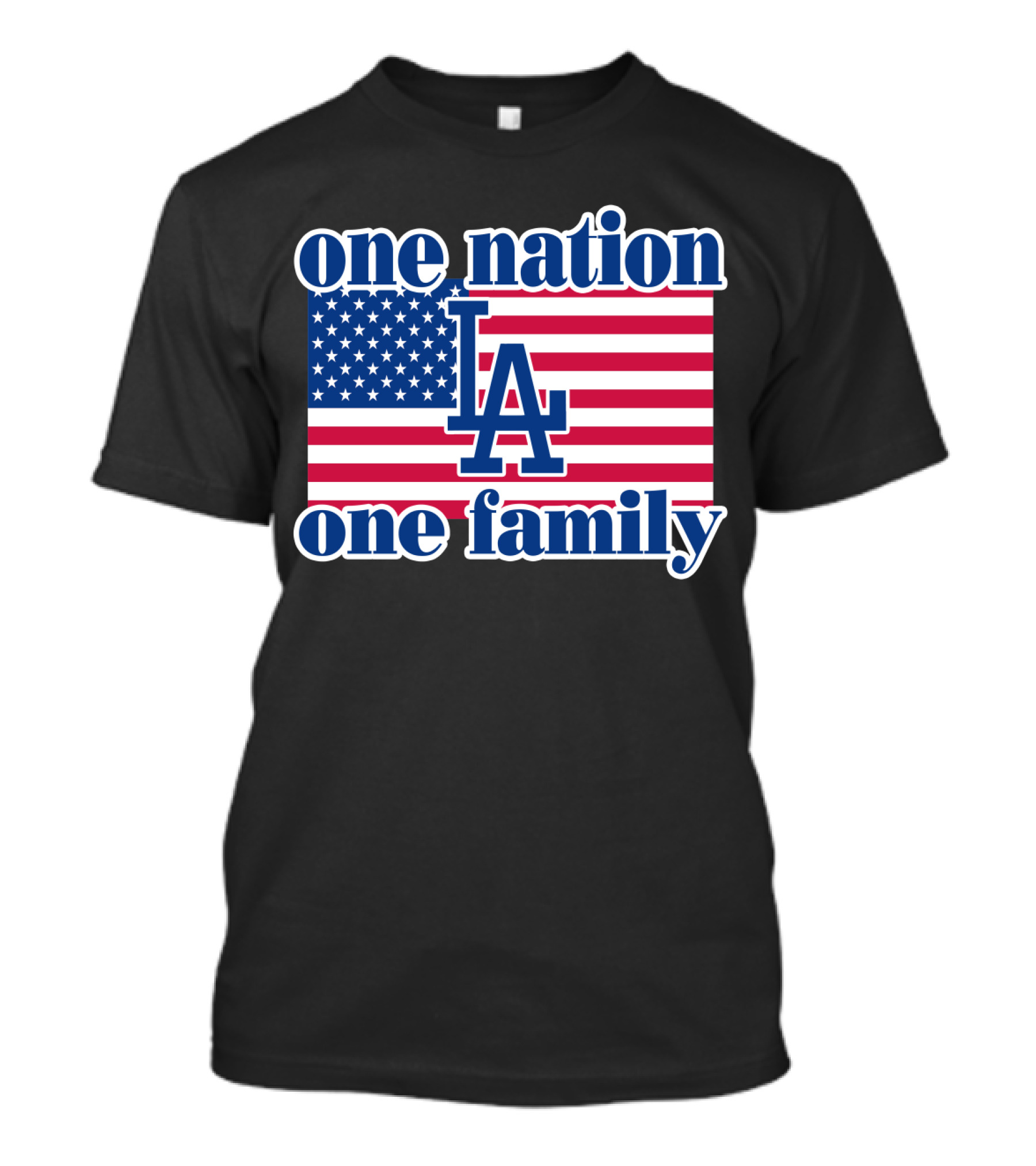 One Nation One Family La Dodgers Usa Flag T-Shirt