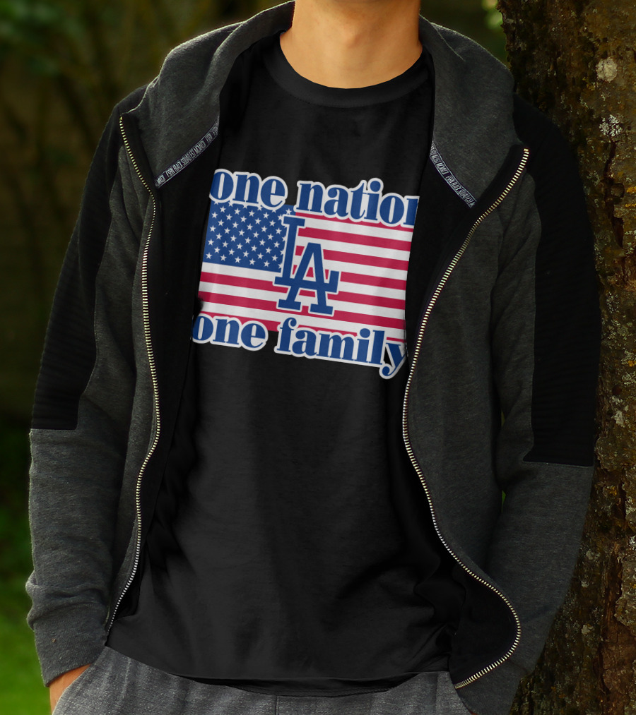 One Nation One Family La Dodgers Usa Flag T-Shirt