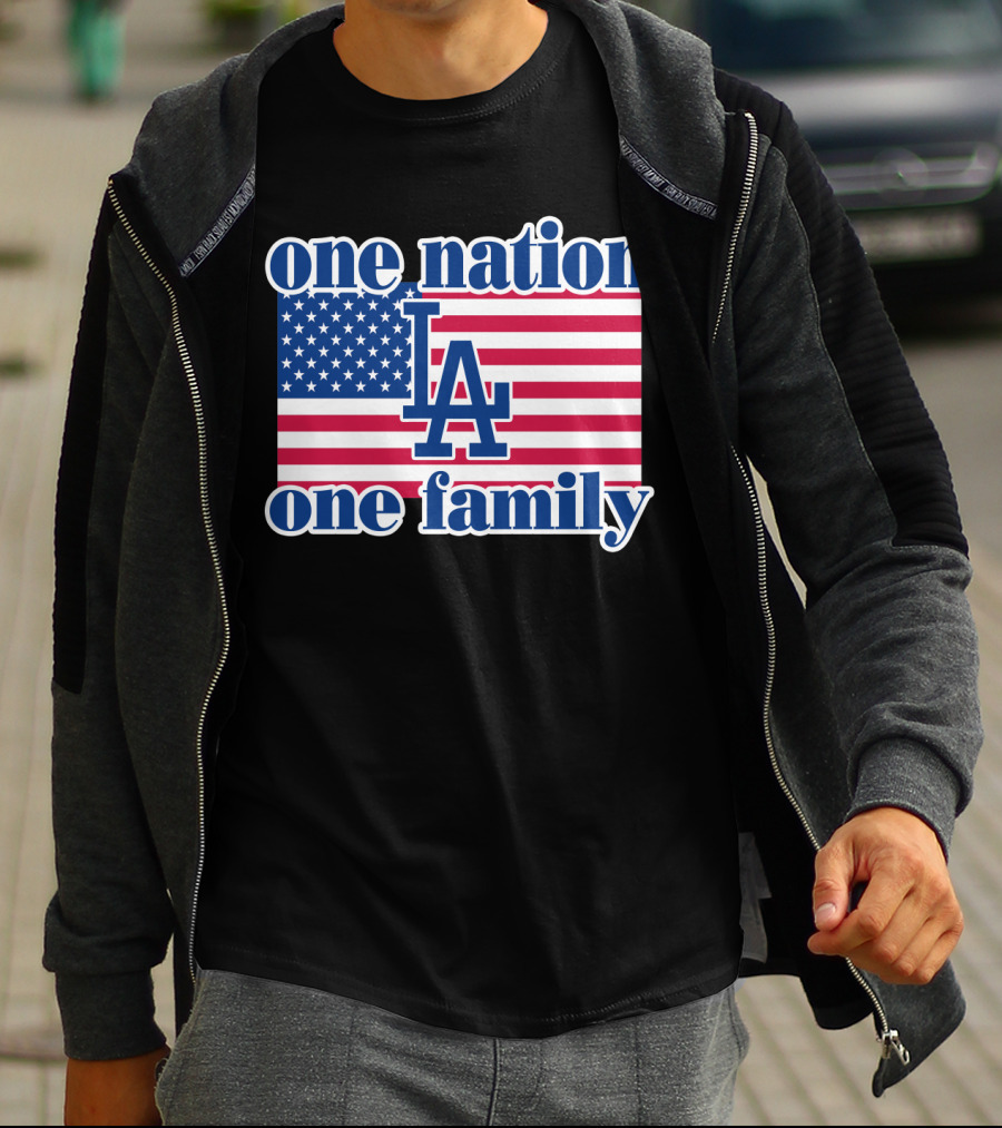 One Nation One Family La Dodgers Usa Flag T-Shirt