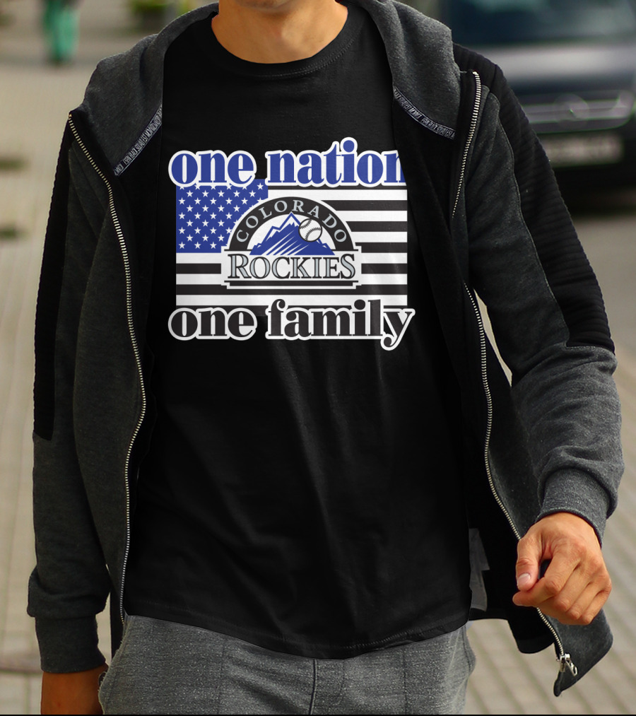 Colorado Rockies One Nation One Family Usa Flag T-Shirt