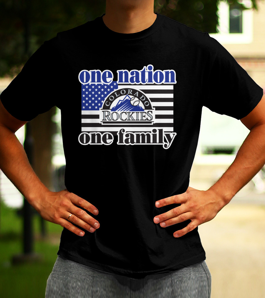 Colorado Rockies One Nation One Family Usa Flag T-Shirt