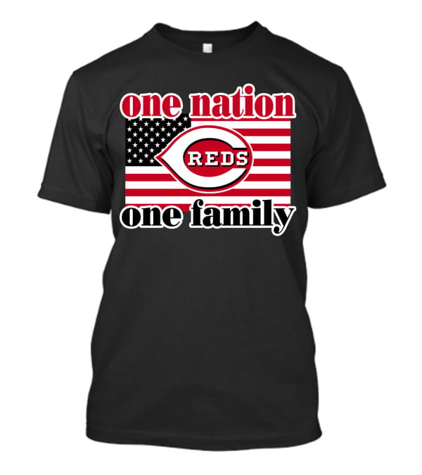 One Nation One Family Cincinnati Reds American Flag T-Shirt